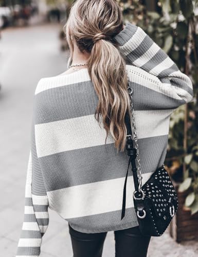 Image of Ugerlov Women's Oversized Sweaters Batwing Sleeve Mock Neck Jumper Tops Chunky Knit Pullover Sweater