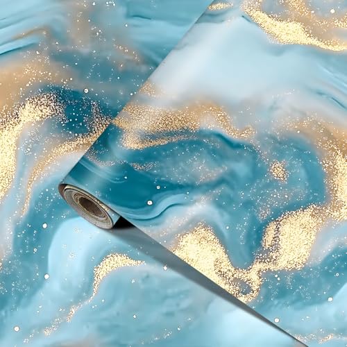 Papel tapiz de mármol azul autoadhesivo y extraíble para pared 8