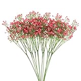 QUARKZMAN 12Pcs Falsche Schleierkraut Künstliche Blumen Großhandel, PU Künstliche Blumen Zweig mit Langen Stielen für Hochzeitsstrauß Blumenarrangement Wohnkultur, Rosa.