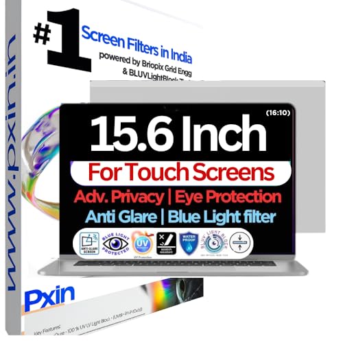 Image of Pxin 15.6 Inch (16:10) Touch Laptop Privacy Screen with OptiCare Vision Layer | Anti-Glare | Anti UV & Blue Light | Confidential View | Touch Laptop Privacy Filter