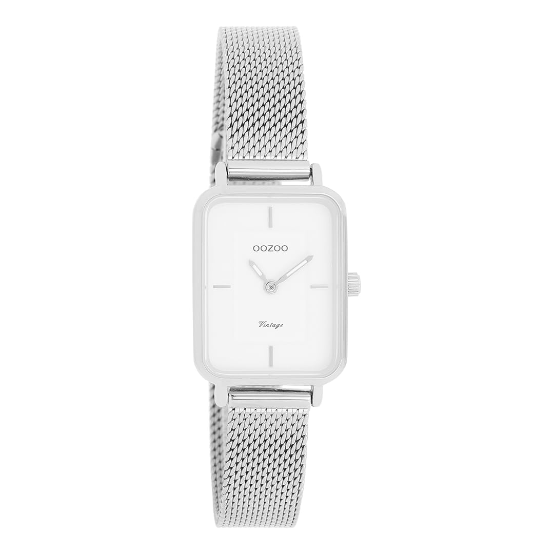 Oozoo Vintage Damen Uhr | Armbanduhr Damen mit Mesharmband | Moderne Uhr für Frauen | Edle Analog Damenuhr in rechteckig C20350_C20354_Parent (24x28mm Gehäuse)