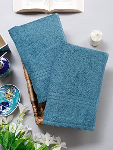 Image of NAKSH 450 GSM Super Absorbent Premium Hand Towel, Turquoise Green (Pk 2) | Soft,Fluffy & Fade Resistant Color | Luxurious & Stylish | Machine Wash