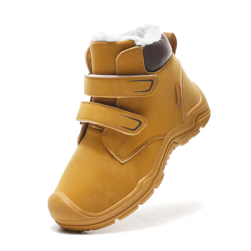 Kids Fleece-Lined High-Top Snow Boots-Waterproof Winter Shoes Easy On and Off3