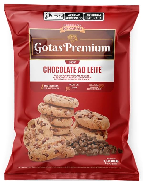 Chocolate em Gotas Premium Ao Leite 1,01kg – Kikakau – Gotas de Chocolate Profissional para Confeitaria, Recheios e Coberturas