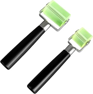 2 PCS Sound Deadening Car Seam Roller, Silicone Car Sound Deadening Application Wheel Roller, Seam Roller Equipped Smooth Handle for Heat Insulation Mat Wallpaper Application (Green-Large+Small)