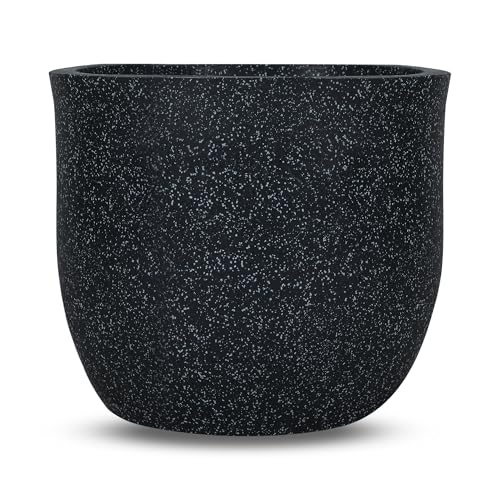 Image of BonKaso 10 Inch Jaguar Round Plant Pots | Highly Durable & Lightweight Polymer Planter for Indoor & Outdoor Use | Flower Pot (Gamla /Gamale) for Home, Office, Garden, Living Room & Balcony (Dark Grey)
