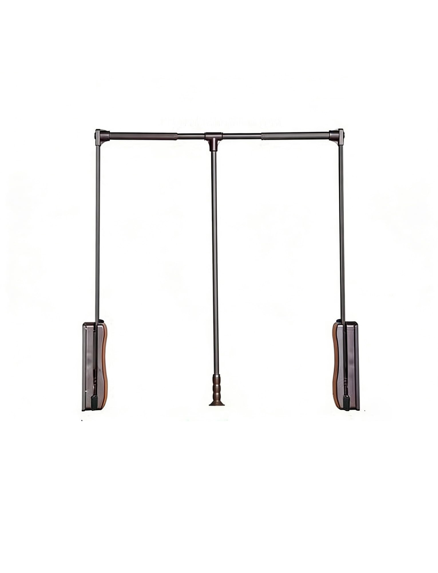 GTHTUHFD Adjustable Drop Down Closet Rod, Soft Close Spring Loaded Hanging Rail For High Closets, Laundry Room Wardrobe Accessory Brown-93-125cm