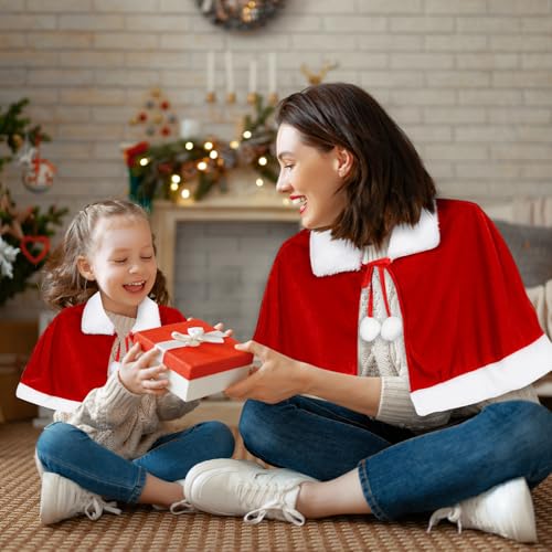 QIZHIQIAMY Weihnachtsmantel Rot Weihnachtsumhang Weihnachtsmann Umhang Nikolaus Umhang Weihnachten Samt Mantel Weihnachts Cape für Weihnachtsfrau Kostüm Damen (Nur für Kinder ab 14 Jahren geeignet)
