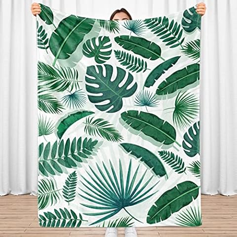 Sowide Green Leaf Flannel Blanket, 50"x60" Cover