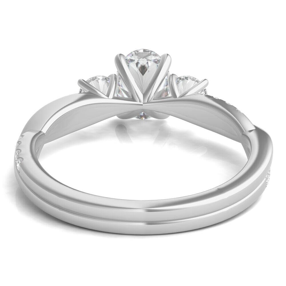 3 Edelsteine Verlobungsring Damen 925 Sterling Silber Eheringe Frauen Ringe 1.28-3.28 ct 5A Zirkonia Personalisierte Individuelle Gravur Ring