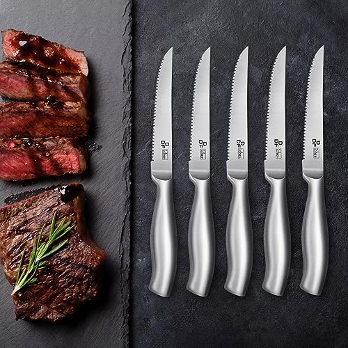 Image of DDF iohEF Steak Knife Set, 6 Piece Steak Knife, High Carbon Japanese Stainless Steel Serrated Steak Knives