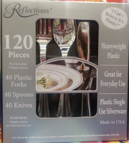 120 Pc Reflections Plastic Silver Flatware Appears As Stainless Steel Single Use