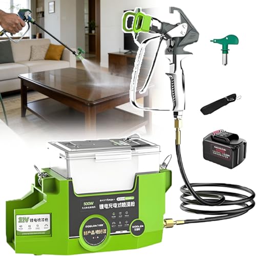 ErShangMao Pulverizador De Pintura Eléctrico Inalámbrico - Máquina De Pulverización Sin Aire, Pistola De Pulverización De Pintura De Pared De Alta Presión, Contenedor De 1,7 L Y Caudal De 1,2 L/Min