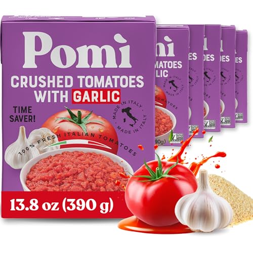 Pomì Crushed Tomatoes with Onion 13.8oz (Pack of 12) - Creamy, Velvety Italian Tomato Sauce No Salt Added, No Additives or Preservatives - BPA free Tomato Crushed - Made from 100% Fresh Italian Tomatoes