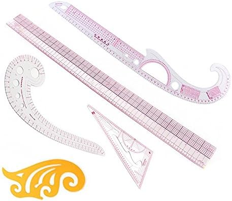Itian 5 Pcs Different DIY Clothes Measuring Ruler Plastic Design Ruler Set Sewing Tools