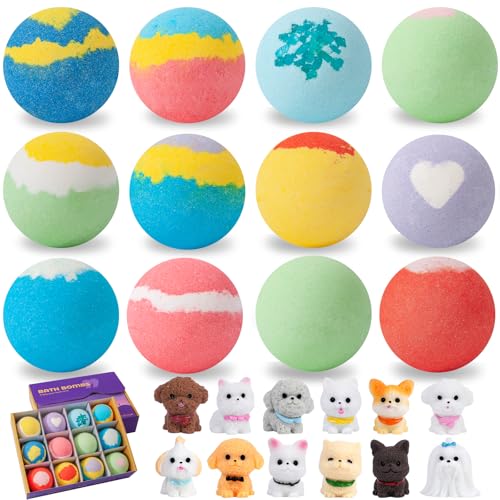 Bombas de baño Bombas de baño, 12 piezas bombas de baño para niños, con juguete sorpresa en el interior, bombas de baño orgánicas con burbujas abundantes, regalos para niños y niñas de 4 a 15 años
