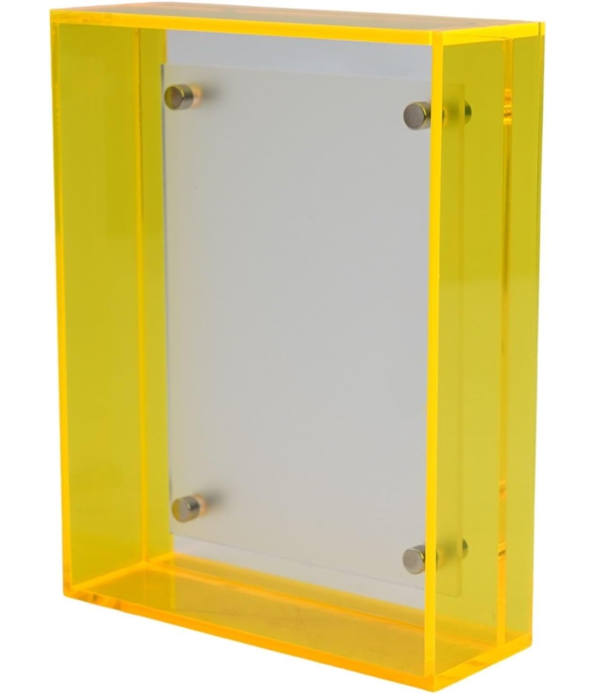 AyGwbyx Acrylic Picture Frame, Transparent Photo Frame, Frameless Acrylic Photo Stand for Display Photos, Sketches and Certificates, 1 Piece (Yellow)