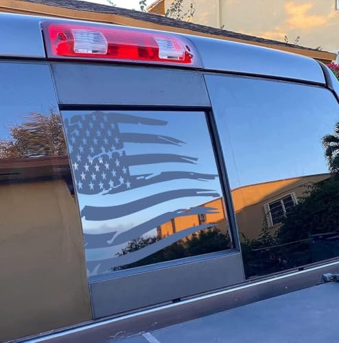 Image of Xinghe for Dodge Ram 2009 to 2026, American Flag Decals Stickers for Truck Back Middle Window, Matte Black USA Flag Decal for Truck Back Sliding Window