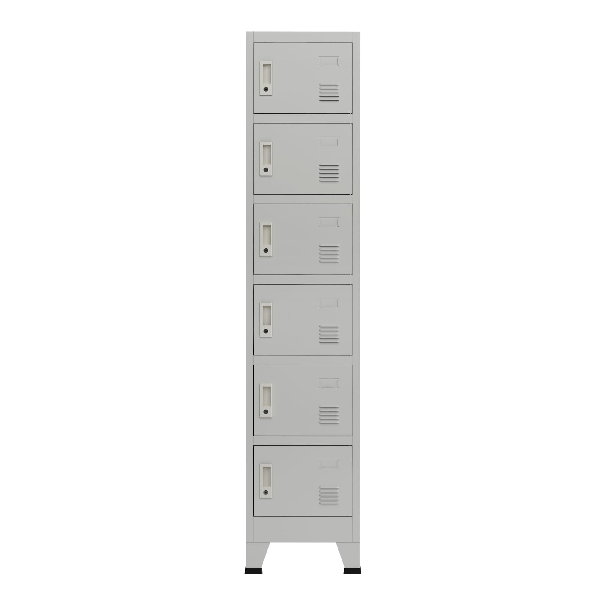 [en.casa] Armadio Spogliatoio Mobile a Colonna in Acciaio 180 x 38 x 45 cm Scomparti con 6 Ante Chiusura a Chiave e Targhetta - Grigio