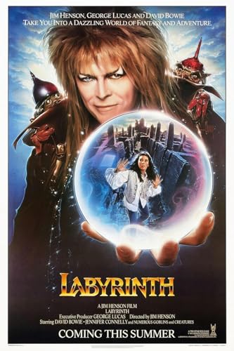ART.COM Wall Art Print Labyrinth, from Top: David Bowie, Jennifer Connelly, 1986, 12' x 18'