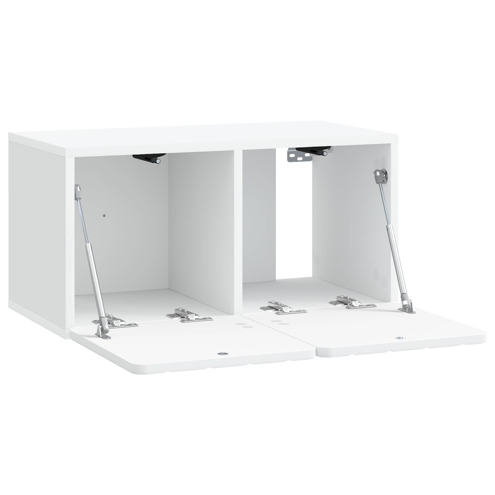 Mobile Porta TV da Parete Bianco 59,5 x 31 x 30 cm con Ante a Cerniera Girevole Moderno Supporto Videogiochi e Decodificatore per Soggiorno Organizzatore Multimediale