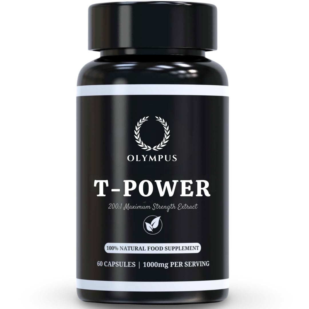 Double Strength T-Power Supplement 1000mg for Men, Muscle Growth, Gym, Strength, Energy, 500mg per Capsule, 30 Day Supply, All-Natural Ingredients