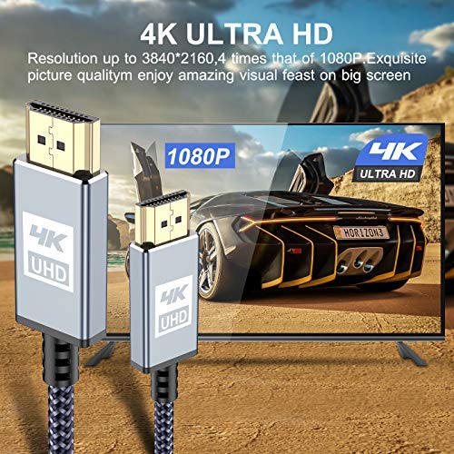 sweguard Câble HDMI 4K 12m Câble HDMI 2.0 Haute Vitesse 18gbps par Ethernet en Nylon tressé Prise en Charge de la 3D / Retour Audio/Lecteur Blu-Ray/Téléviseur/Moniteur Ultra HD PS3 / PS4 (gris)