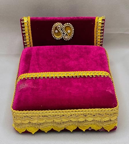 Image of RD Handicraft Thakur ji Bed, Laddu Gopal ji Bed, Bal Gopal ji Bed with Blanket Silk All Purpose Chowki |Maharani (17x16x10 cm)