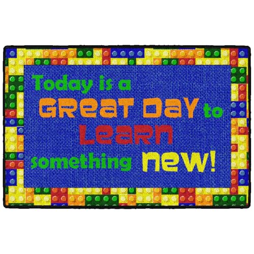 Flagship Carpets Childrens Multicolor Welcome Mat for Classroom or Kids Home School Room, Kids Room and Playroom or Entryway Rug, 2' x 3', Great Day to Learn