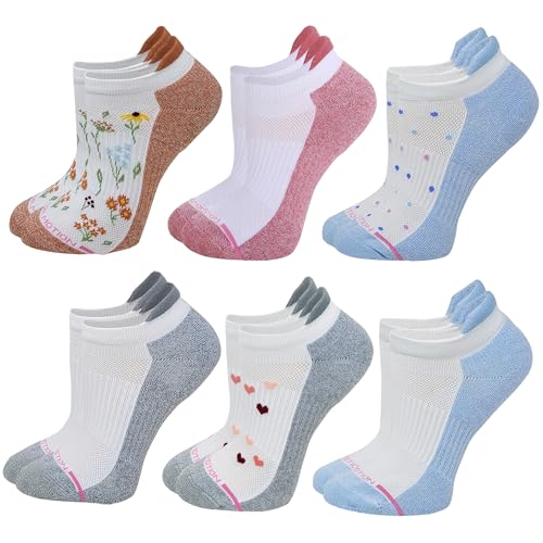 Image of Dr. Motion 6 Pairs Womens Low Cut Ankle Cushioned Breathable Compression Socks