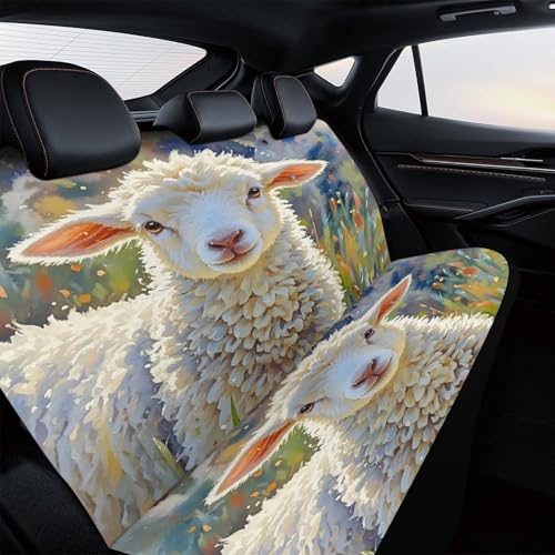 Funda para asiento trasero de coche compatible universal, protector de poliéster elástico suave 4