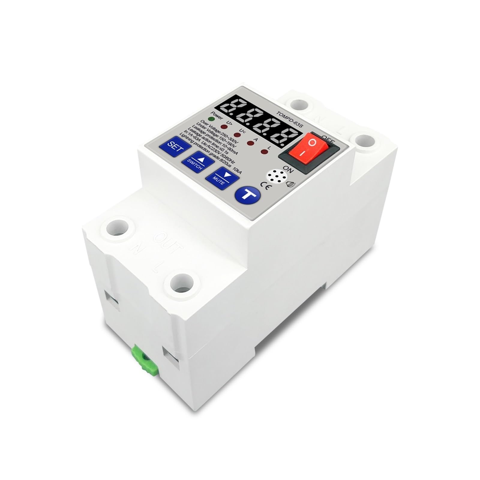 RWRAPS Protector de Voltaje Disyuntor de reconexión automática 63A, protección contra sobretensiones y bajo Voltaje, protección contra sobretensiones, relé Protector
