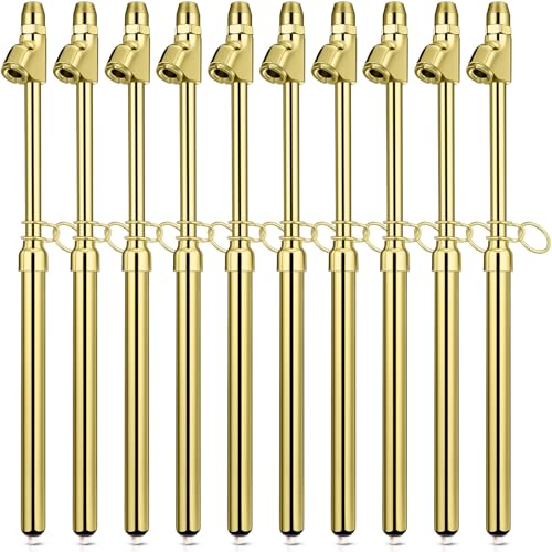 Image of Tallew 10 Pack Tire Pressure Gauge Heavy Duty Air Pressure Tire Gauge Dual Head Semi Truck Tire Pressure Gauge Range 10-150 PSI, Extended Tube Tire Gauge Suitable for Semi Truck, and Bus (Gold)