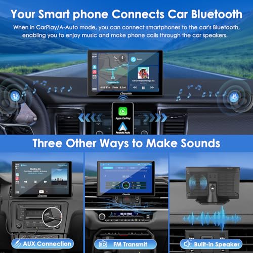 Image of CARPURIDE 9 Inch Car Play Screen for Car, Compatible with Wireless /Wired Apple CarPlay, Android Auto and Mirror Link - Bluetooth Audio, Navigation,Siri, FM, AUX