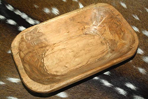 Decorative Carved Wooden Dough Bowl Primitive Wood Trencher Tray Rustic Home Decor 8-10