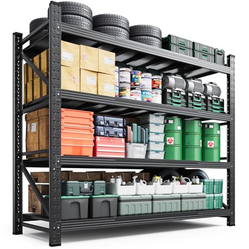 Image of Letaya 3000LBS Storage Shelves Heavy Duty,70 inch H Garage Shelving Units, 4 Tier Adjustable Utility Rack Shelf,Large Metal Industrial Shelves,for Shop,Warehouse,Basement,Black (48 inch W x 24 inch D x 70 inch H)