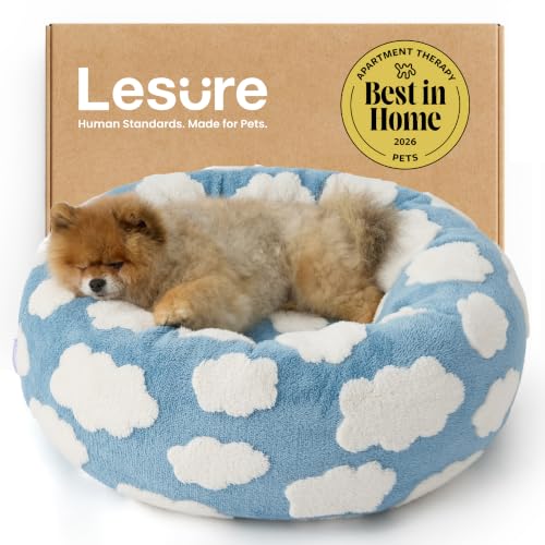 Image of LE SURE Shown on TV Jacquard Donut Cute Small Dog Beds,Blue 23x23x7in