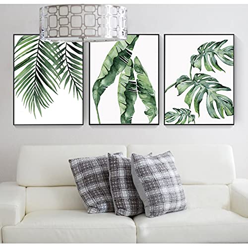 Affiches de plantes style vert lot de 3 toiles murales 50x70 cm pour salon