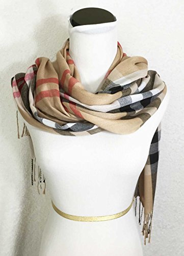 Aesthetinc Classic Plaid Pattern Fringe Scarf Shawl Wrap Fashion Trendy Chic3