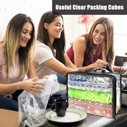 10 Pcs Extra Large Clear Travel Packing Cube，16 x 12 x 4 Clear Vinyl Zippered Storage Bags See Through Moving Bag Plastic Storage Bags PVC Multipurpose Pouch with Handle for clothing Storage4