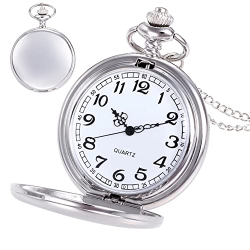 Relógio De Bolso Com Corrente Antigo Vintage Prata Liso