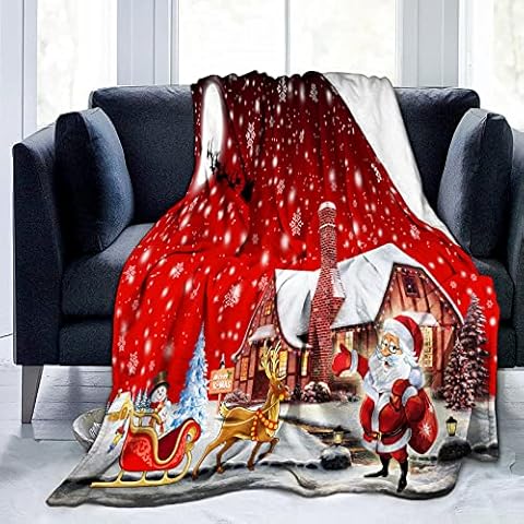 Red Santa Claus Fleece Throw Blanket Cover
