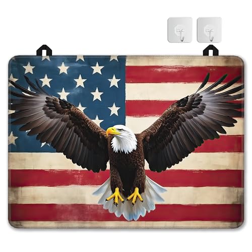 Image of Electric Stove Top Cover,American Flag Stove Cover for Glass Top Electric Stove,Bald Eagle Heat Resistant Flat Top Stove Mat Countertop Protector, 28 x 20 Inch