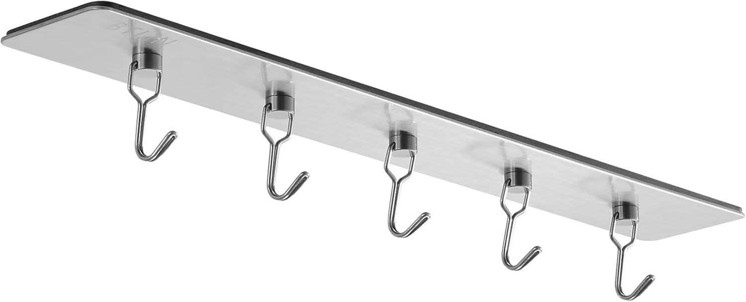 BTLIN Magnetic Hooks Rack, Stainless Steel Material Non Rusting Magnet Hook, Suitable for Cooker Hood, Kitchen Utensil, Fridge, Grill, Silver 300MM