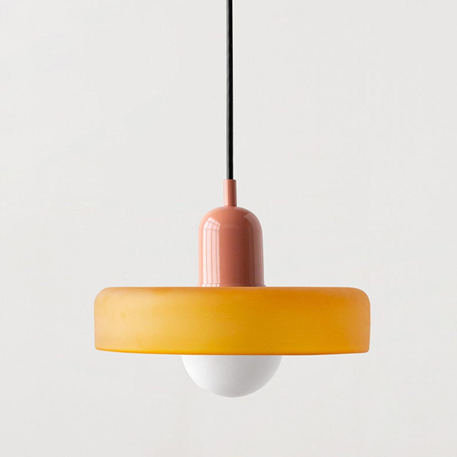 HYJAUSXB Ceiling Fixture Round Small Chandelier Lamp Single Suspended Lights,Mid Century Modern Vintage Farmhouse Coastal Hanging for Dinning Room Restaurant Hallway, with Bulb