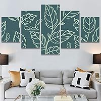 SIGNWIN 5 Panel Canvas Wall Art Modern Art Decorative Elements Fun Illustrations Leaves Multicolor Patterns for Home Decorations Ready to Hang - 60