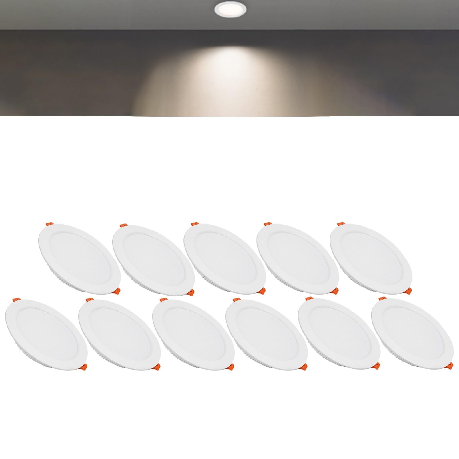 TTiiLoe 18W Round LED Recessed Ceiling Spotlights, 4000K Neutral White Ultra Slim Panel Ceiling Light, Cut Φ150-160mm, AC110-240V Downlights for Hallway Stairwell Showroom, 11 Pack