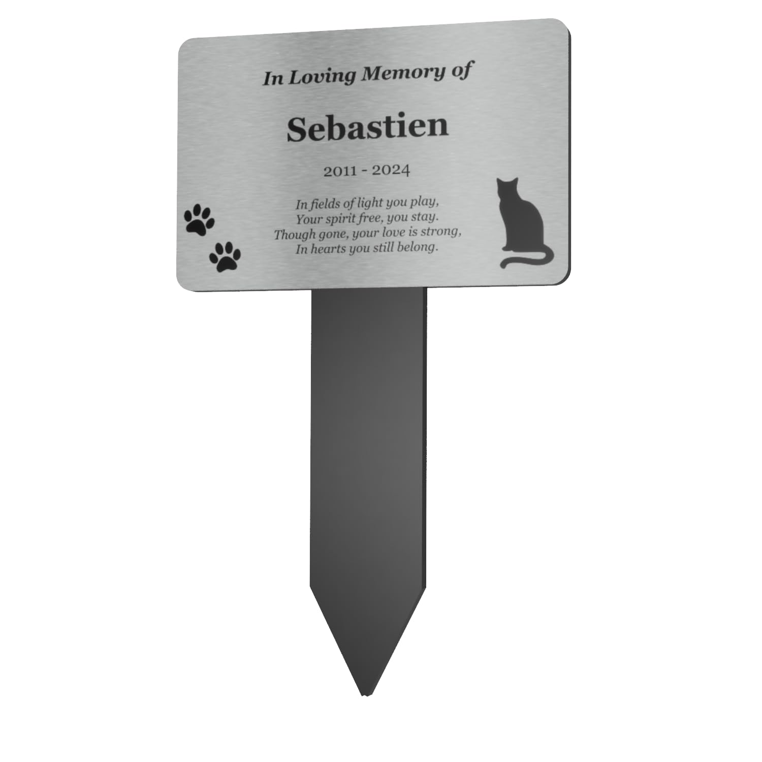 Palo commemorativo per animali domestici gatto marcatori tomba esterni giardino argento oro rame