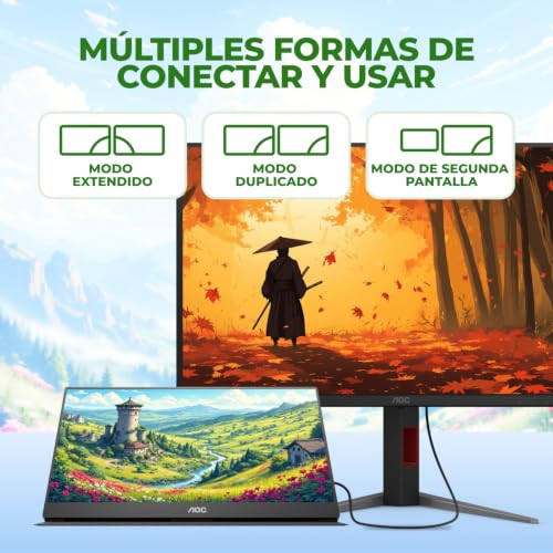 Image of AOC 16 inch Portable Monitor FHD 60Hz USB-C IPS Ultra Slim Smart Cover 16T20 | 1920x1080 Computer Monitor, USB-C, Mini HDMI, Built-in Speakers, Smart Cover, Ultra Slim, VESA Mount, Low Blue Light