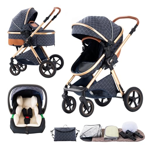 BEBBY Poussette 3 en 1, Poussettes Combinée Portable Pliant en Un...